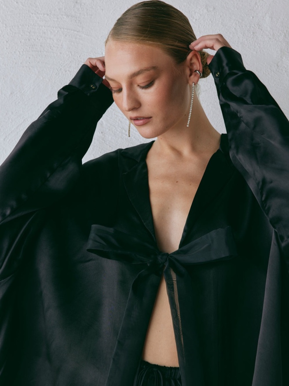 VRG GRL Rae Tie-Front Satin Top